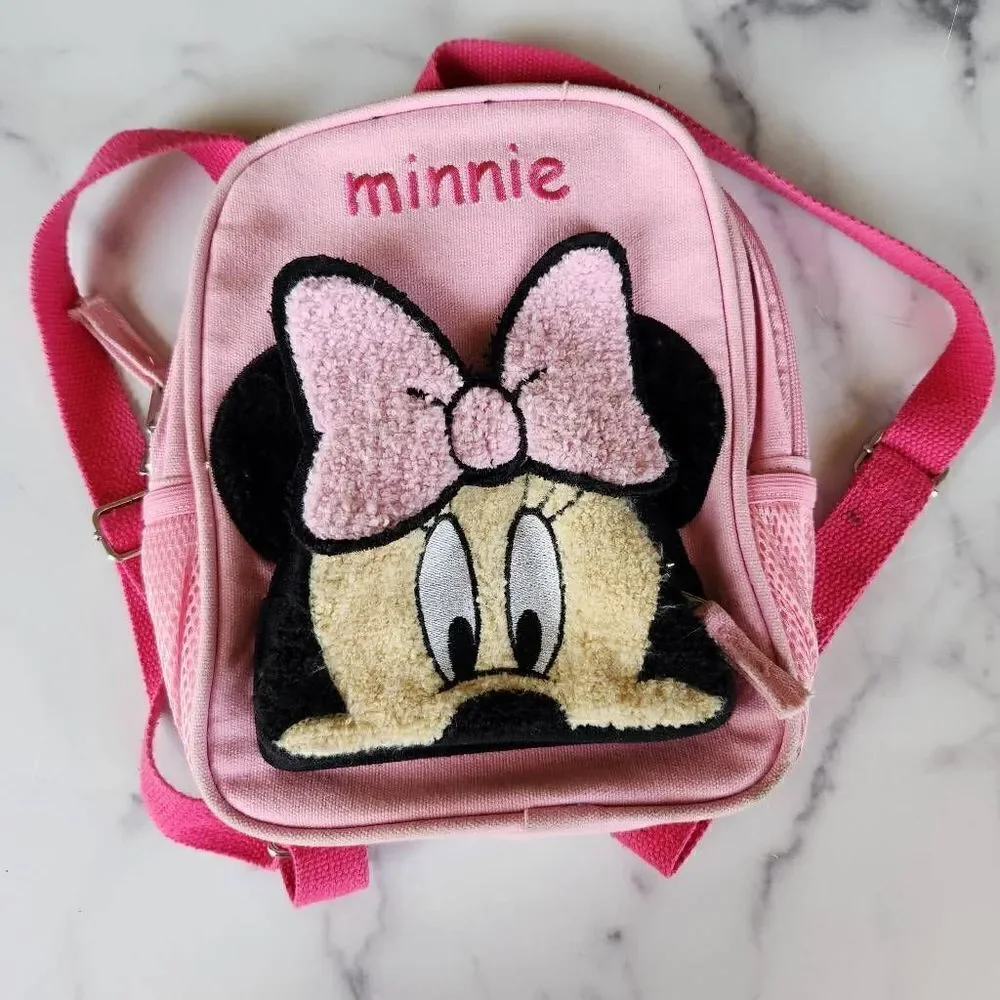 Disney Minnie little girls pink backpack fuzzy face small travel size Target